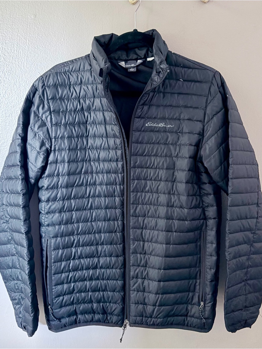 Eddie Bauer Microlight Down Zip Up Puffer Jacket Black Small